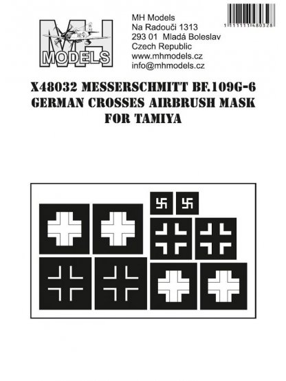 Messerschmitt Bf.109G-6 German Crosses airbrush mask for Tamiya