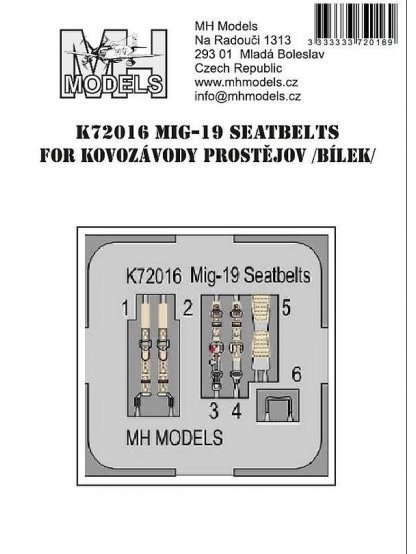 Mig-19 Seatbelts for Kovozávody Prostějov / Bílek