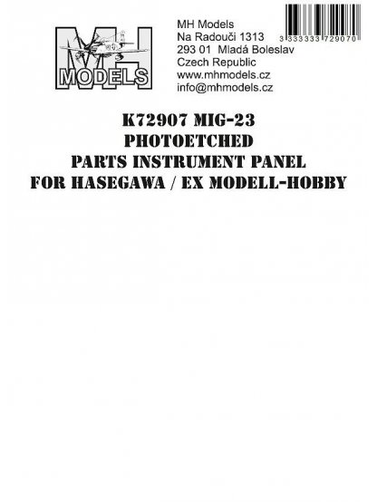 Mig-23 Photoetched parts instrument panel for Hasegawa ex Modell-Hobby