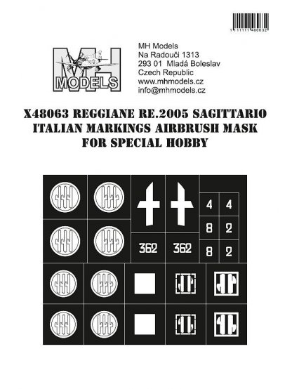 Reggiane Re.2005 Sagittario Italian Markings airbrush mask for Special Hobby