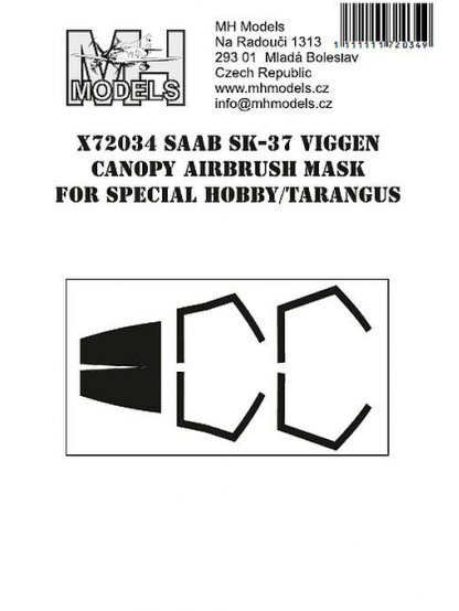 SAAB SK-37 Viggen Canopy airbrush mask for Special Hobby/Tarangus