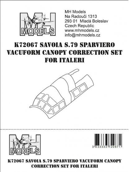Savoia S.79 Sparviero vacuform canopy correction set for Italeri.
