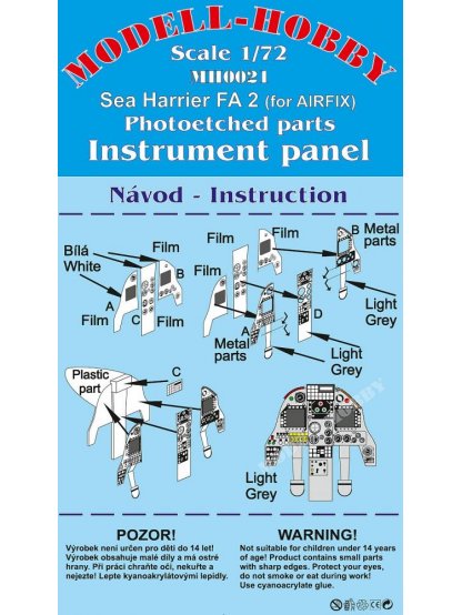 Sea Harrier FA.2 Photoetched parts instrument panel for Airfix ex Modell-Hobby