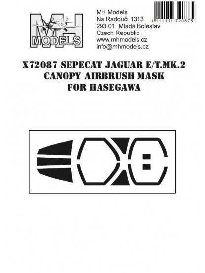 SEPECAT Jaguar E/T.Mk.2 canopy airbrush mask for Hasegawa