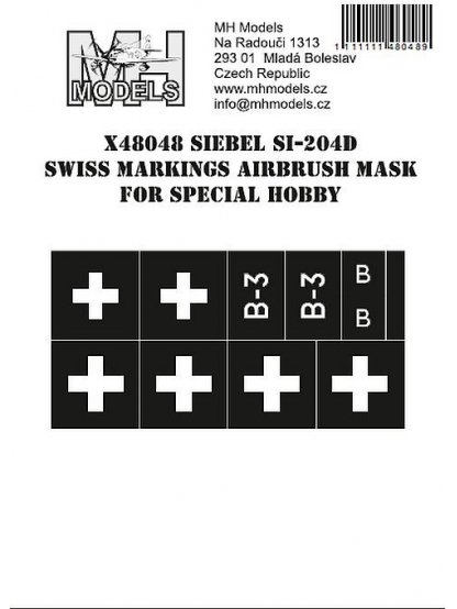 Siebel Si-204D Swiss markings airbrush mask for Special Hobby
