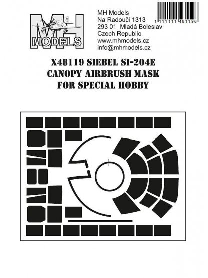 Siebel Si-204E canopy airbrush mask for Special Hobby.