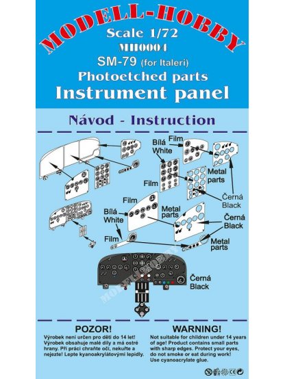 SM-79 Sparviero Photoetched parts instrument panel for Italeri ex Modell-Hobby