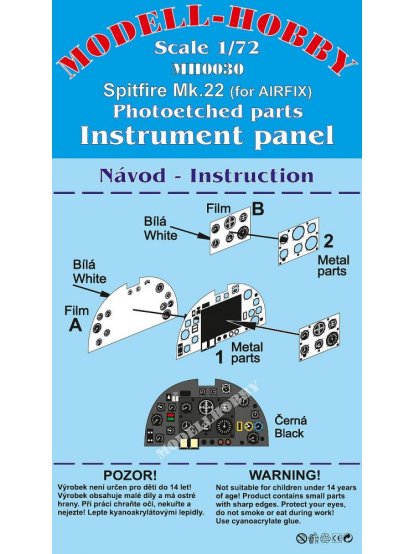 Supermarine Spitfire Mk.22 Photoetched parts instrument panel for Airfix ex Modell-Hobby
