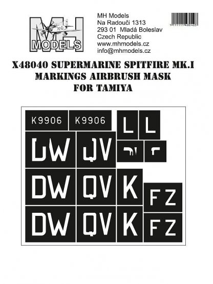 Supermarine Spitfire Mk.I Markings airbrush mask for Tamiya