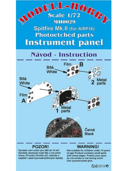 Supermarine Spitfire Mk.IIa Photoetched parts instrument panel for Airfix ex Modell-Hobby