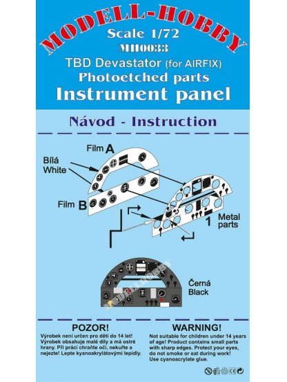 TBD-1 Devastator Photoetched parts instrument panel for Airfix ex Modell-Hobby