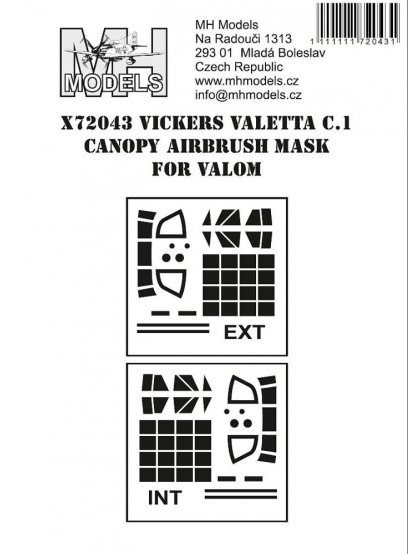 Vickers Valetta C.1 canopy airbrush mask for Valom