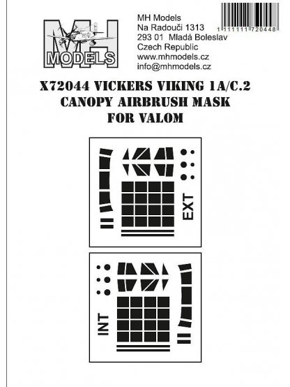 Vickers Viking 1A / C.2 canopy airbrush mask for Valom