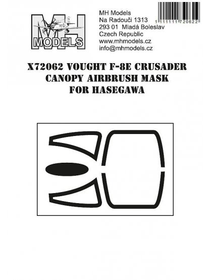 Vought F-8E Crusader canopy airbrush mask for Hasegawa