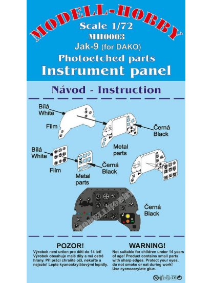 Yak-9 Photoetched parts instrument panel for Dakoplast ex Modell-Hobby