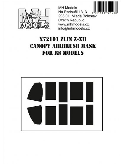 Zlin Z-XII canopy airbrush mask for RS Models