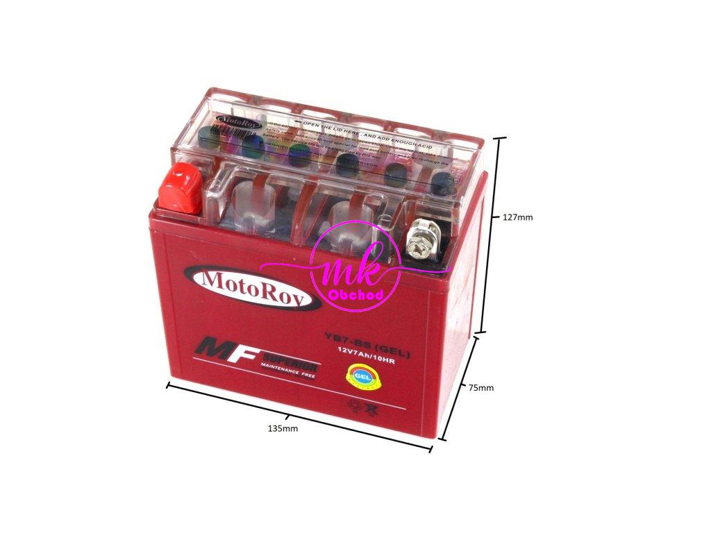 AKUMULÁTOR MF 12N7-4A YB7-BS +/- (GEL) ROZMĚRY 135mmx75mmx127mm