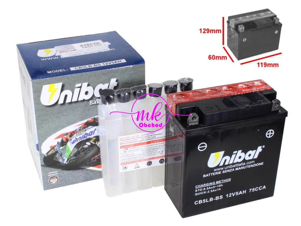 AKUMULÁTOR UNIBAT CB5LB-BS P+ 12V 5AH