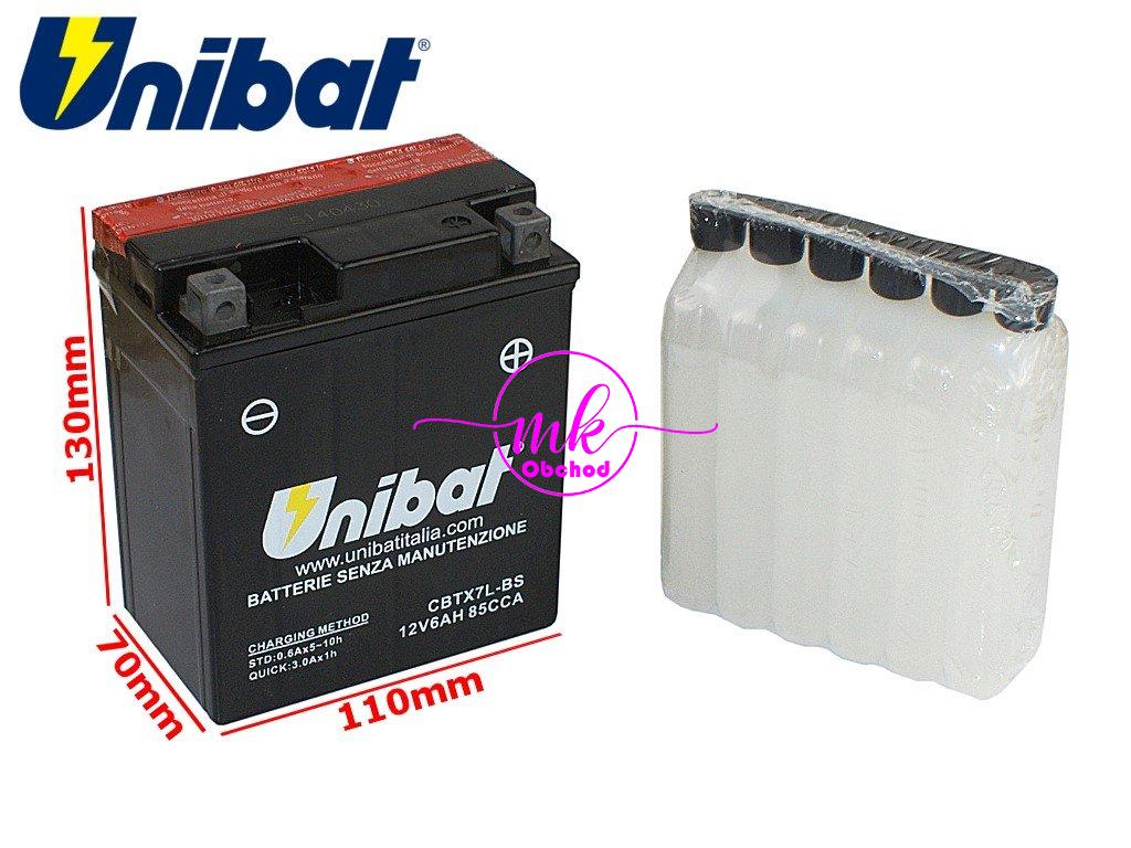 AKUMULÁTOR UNIBAT CBTX7L-BS P+ 6Ah YTX7L-BS