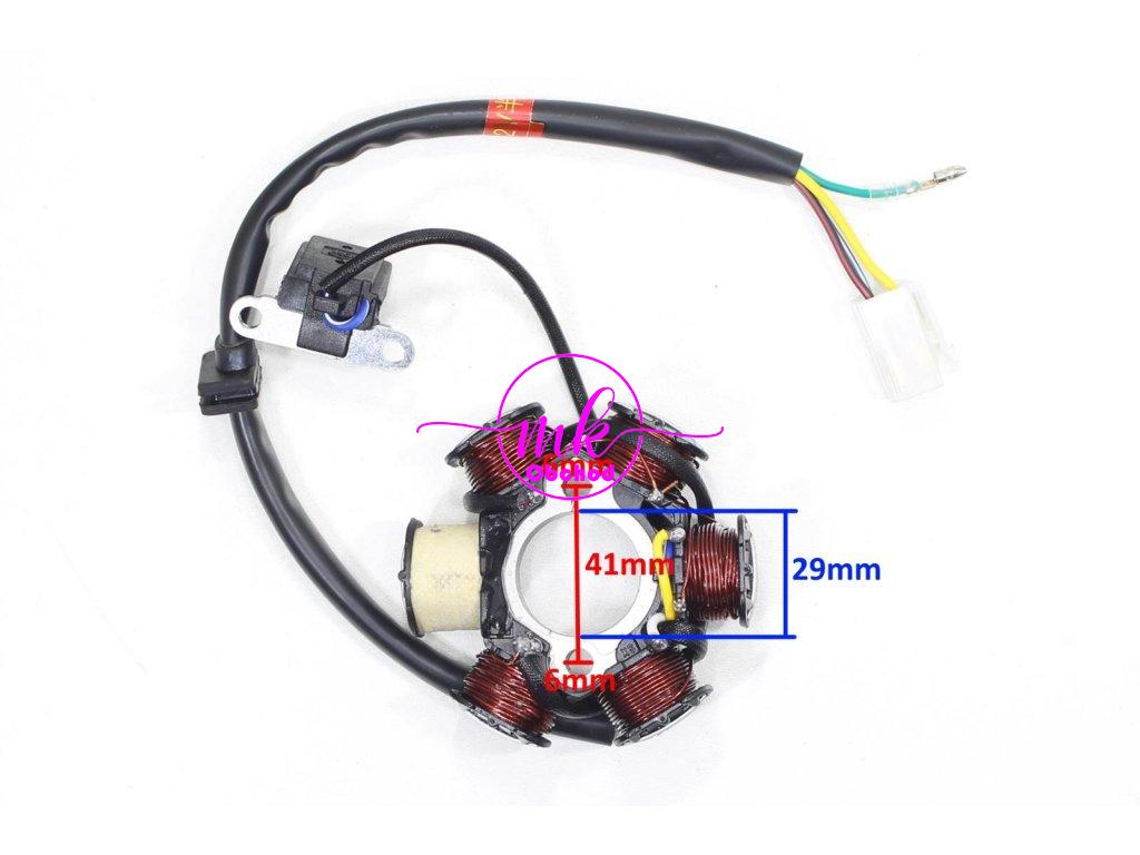 ZAPALOVACÍ APARÁT STATOR ATV 110/125 6 CÍVEK 5 KABELŮ TZ MOTOR HORIZONTÁLNÍ S OZNAČENÍM 139FMB, 147FMD, 152FMH, 154FMI VYSKYTUJÍCÍ SE V ATV ČÍNSKÉ ČTYŘKOLKY, MOPEDY STREET, CROSS, CHOPPER