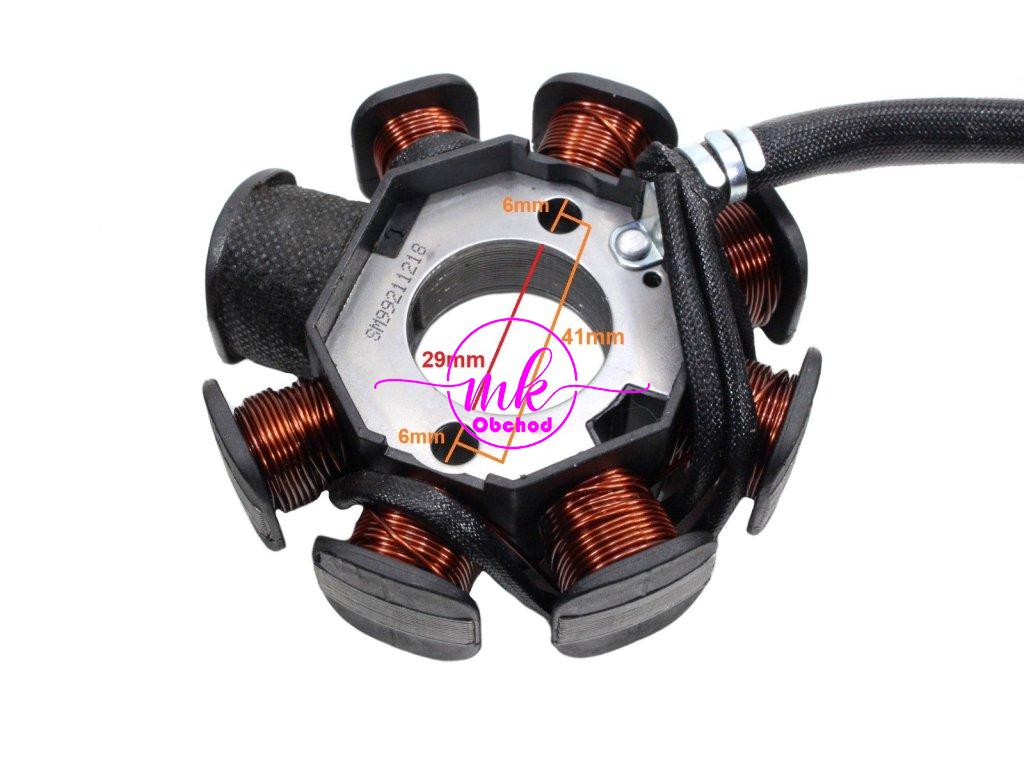 ZAPALOVACÍ APARÁT STATOR ATV 150 - BENZHOU DIABLO JONWAY LIFAN LONCIN POLARIS SHINERAY GY6-150 - BARTON BENZHOU KYMCO PEUGEOT QUANTUM ROUTER ROMET SYM ZIPP 8 CÍVEK 157QMJ VYSOKÁ KVALITA FUXIN