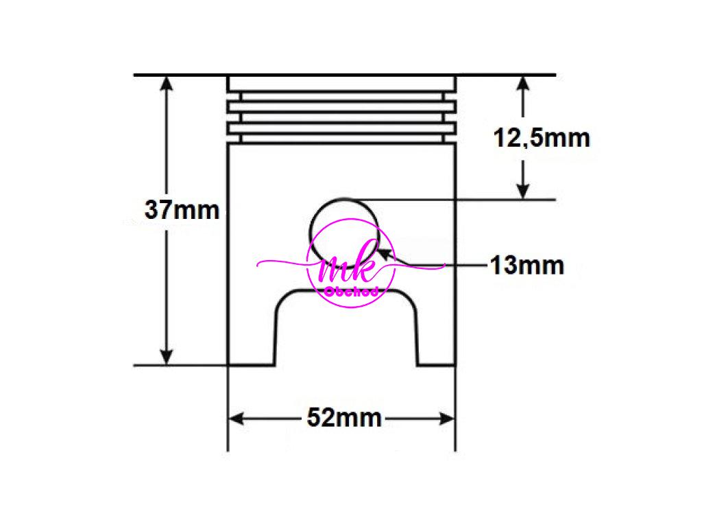 VÁLEC ATV 110 52,4mm ČEP 13mm SADA S HLAVOU TZ MOTOR HORIZONTÁLNÍ S OZNAČENÍM 152FMH VYSKYTUJÍCÍ SE V ATV ČÍNSKÉ ČTYŘKOLKY, MOPEDY STREET, CROSS, CHOPPER