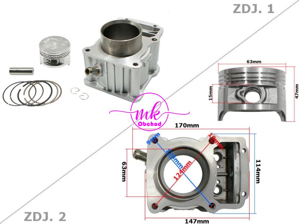 VÁLEC ATV 200 CG 63,5mm ČEP 15mm LC SADA.