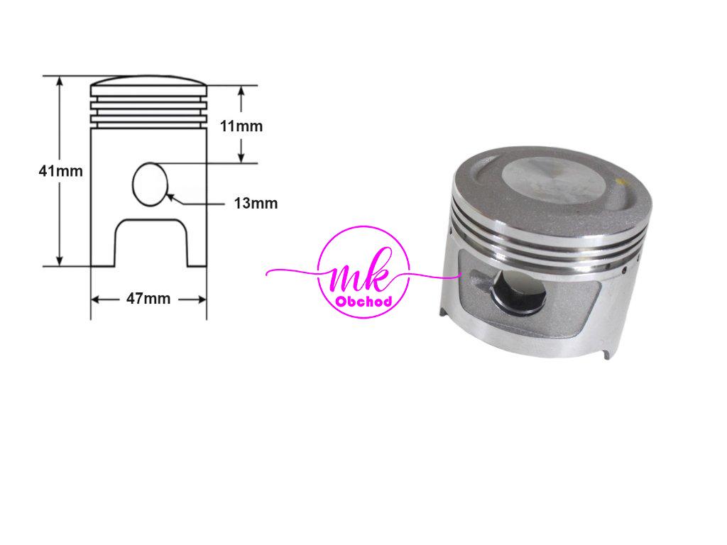 VÁLEC ATV 70 47mm ČEP 13mm SADA. MOTOR HORIZONTÁLNÍ S OZNAČENÍM 147FMD VYSKYTUJÍCÍ SE V ATV ČÍNSKÉ ČTYŘKOLKY, MOPEDY STREET, CROSS, CHOPPER