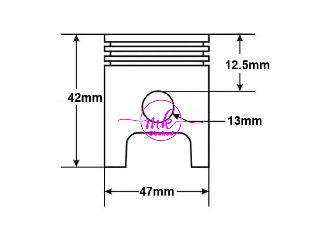 VÁLEC ATV 70 47mm ČEP 13mm STREET SADA S HLAVOU TZ MOTOR HORIZONTÁLNÍ S OZNAČENÍM 147FMD VYSKYTUJÍCÍ SE V ATV ČÍNSKÉ ČTYŘKOLKY, MOPEDY STREET, CROSS, CHOPPER