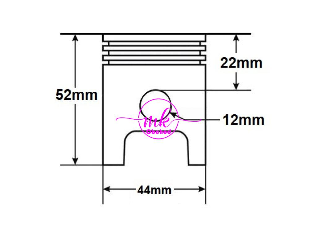 VÁLEC YAMAHA JOG 65 44mm ČEP 12mm S HLAVOU