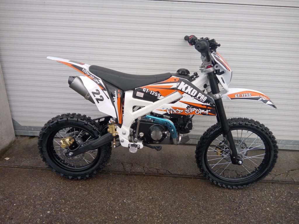 dirtbike pitbike 125ccm KXD 612  17/14 - oranžová (el. start)