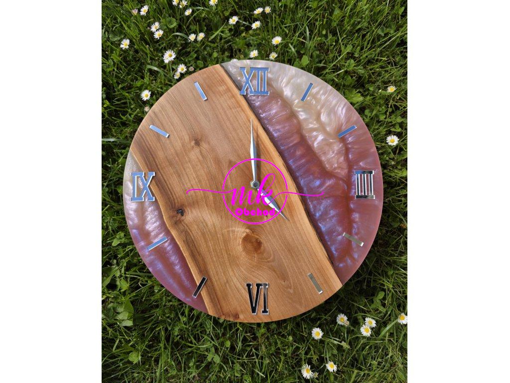 epoxidové hodiny jabloň - SHINING WOOD 36 cm