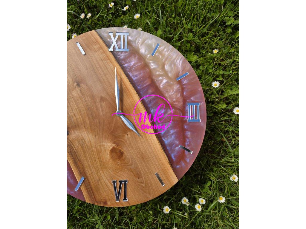 epoxidové hodiny jabloň - SHINING WOOD 36 cm