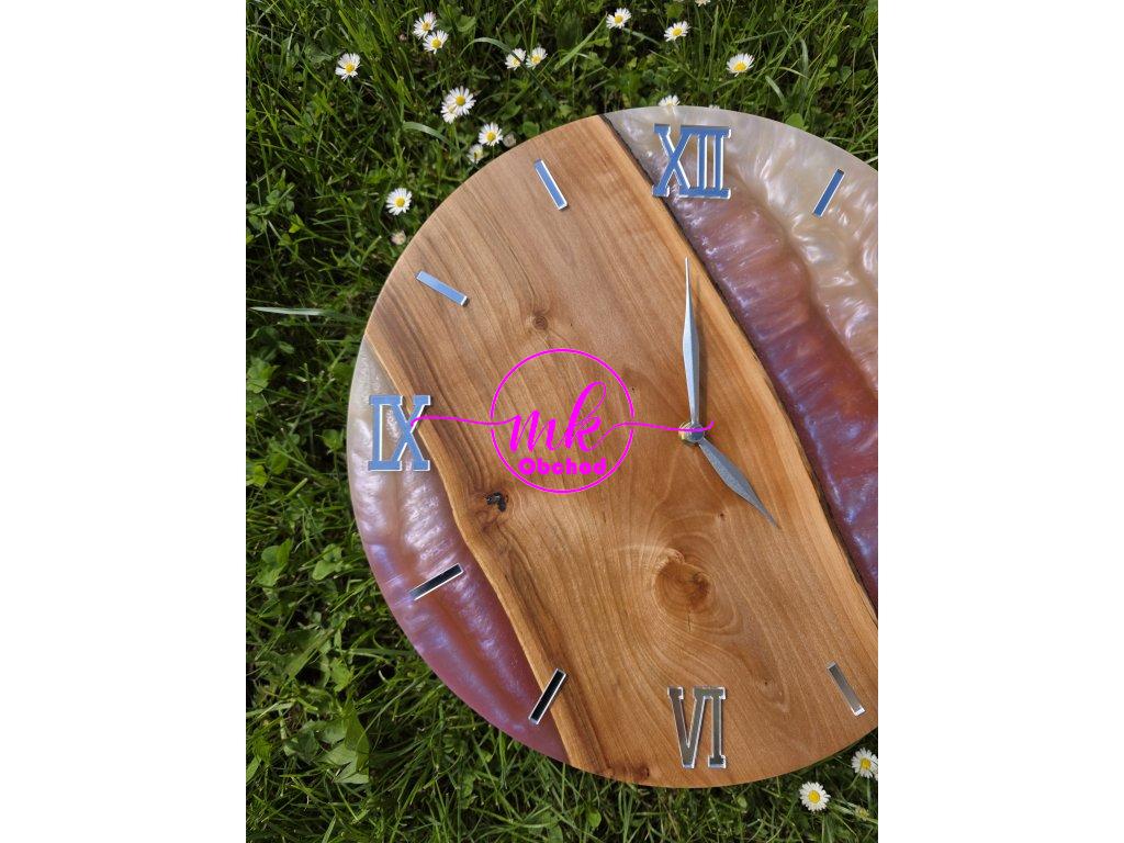 epoxidové hodiny jabloň - SHINING WOOD 36 cm