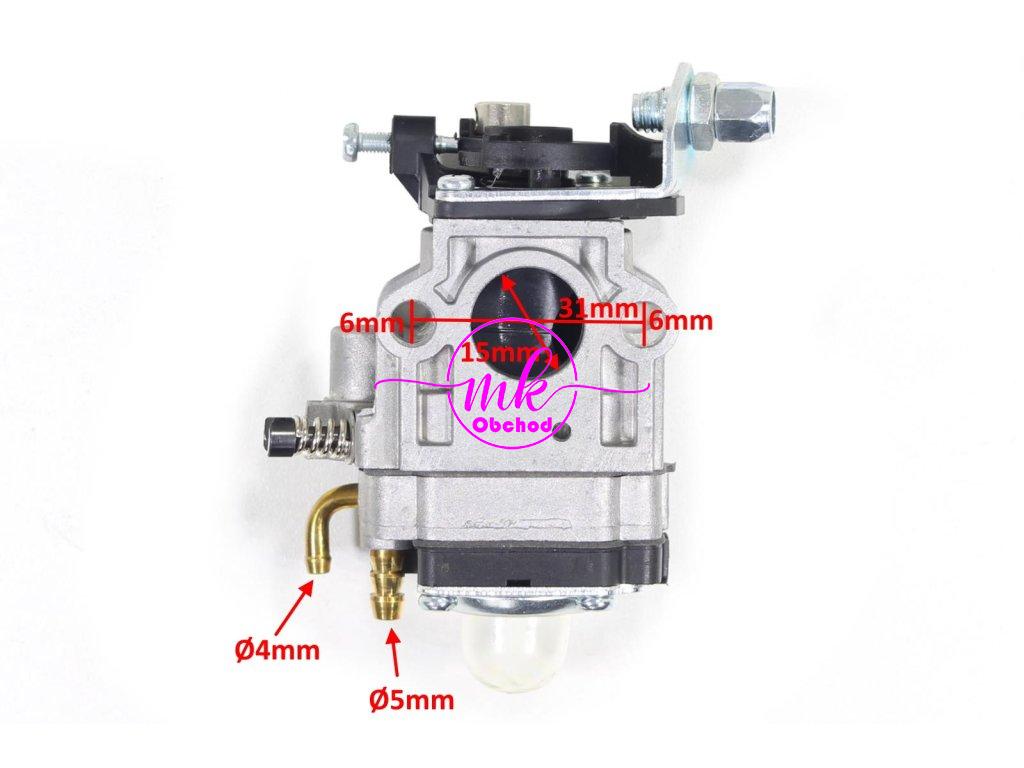 KARBURÁTOR PRO BENZÍNOVOU KŘOVINOŘEZAČKU 15mm KLAPKA ADEYTOS