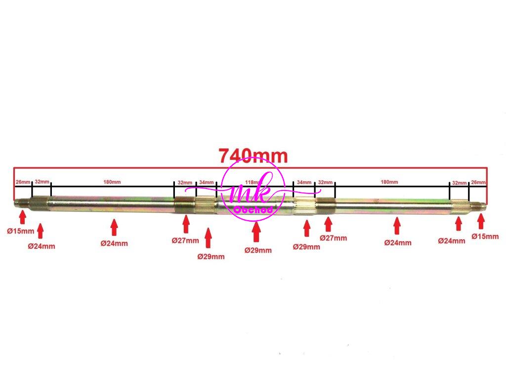 OSKA ZADNÍ ATV 125 740mm BRI