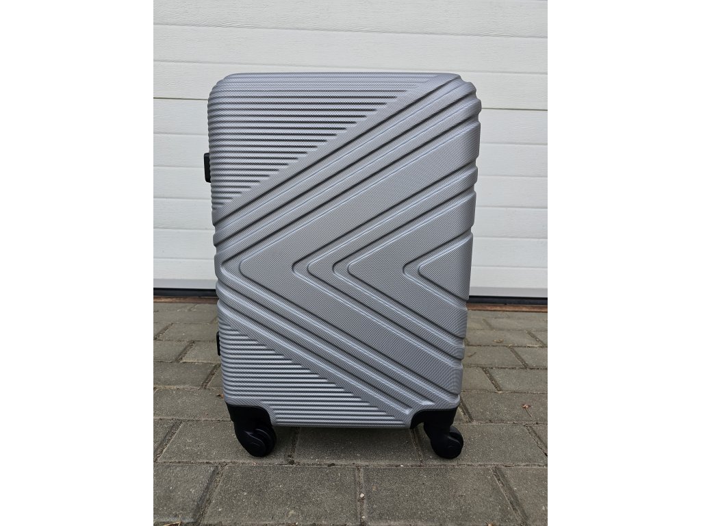 palubní cestovní skořepinový kufr malý - stříbrný