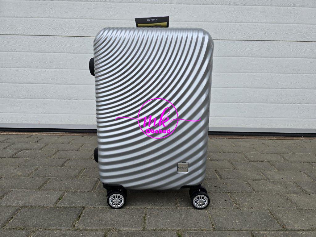 palubní cestovní skořepinový kufr malý - stříbrný II.