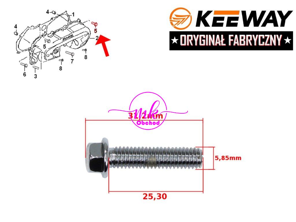 ŠROUB UCHYCENÍ KRYTU ŘEMENE KEEWAY 2T M6x25 ORIG