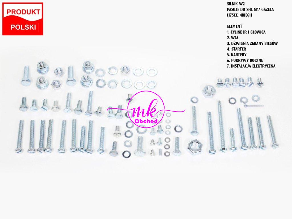 ŠROUBY MOTORU SHL 175 W2 WIATR GAZELA POZINK TI