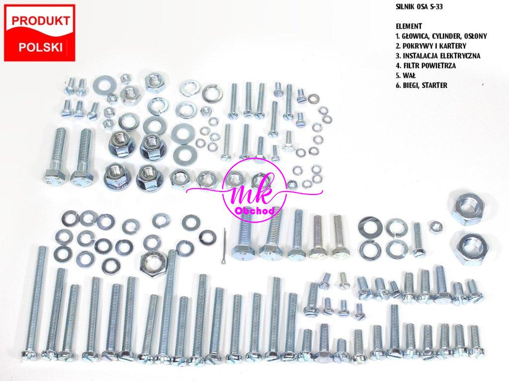 ŠROUBY MOTORU WFM OSA M52 MOTOR S-33 POZINK SADA. TI