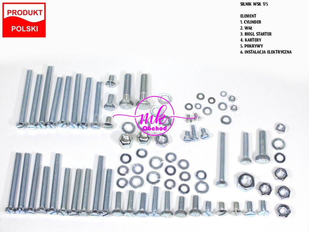ŠROUBY MOTORU WSK 175 POZINKOVANÉ SADA. TI