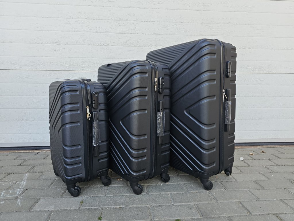 sada skořepinových cestovních kufrů 3 - černá II.