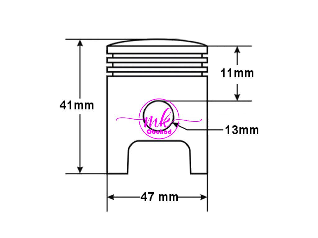 PÍST ATV 70 47mm ČEP 13mm STREET JUNAK ROMET ZIPP S MOTOREM HORIZONTÁLNÍM S OZNAČENÍM 147FMD PASUJE DO: ROMET-TRIAL CITY/VIA CITY/OGAR KINROAD-CHOPPER/PY-5 ZIPP-NEKEN/RANGER/SALMO ČÍNSKÉ ČTYŘKOLKY, MOPEDY, CROSSY