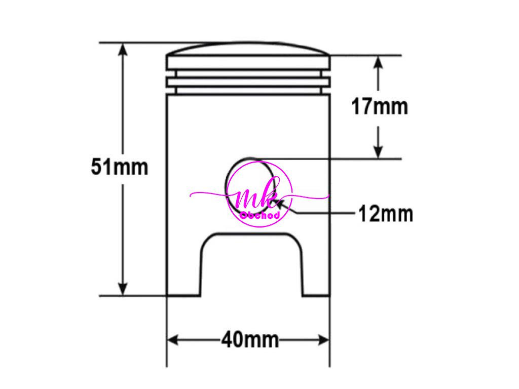 PÍST YAMAHA YB50 FS1 50 40mm ČEP 12mm 2T SA