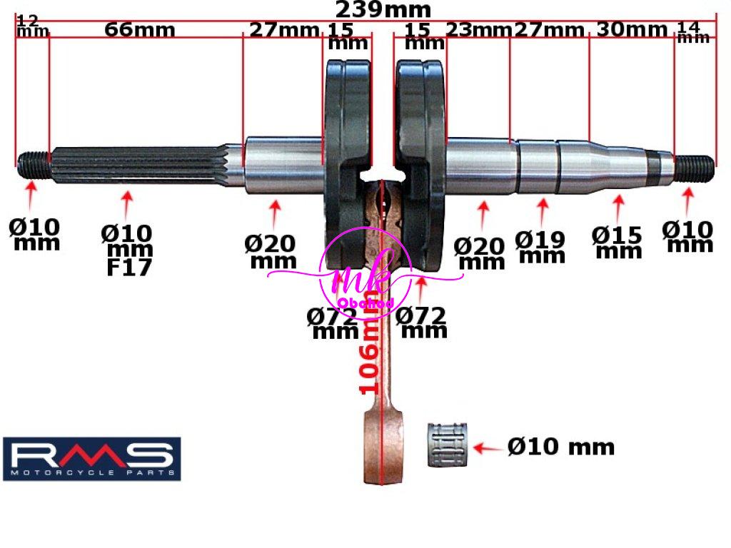 Klikový hřídel APRILIA50 BENELLI BETA MALAGUTI PIN10