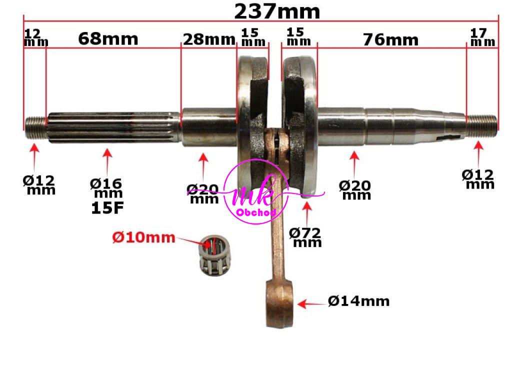 Kliková hřídel Keeway čep 10mm