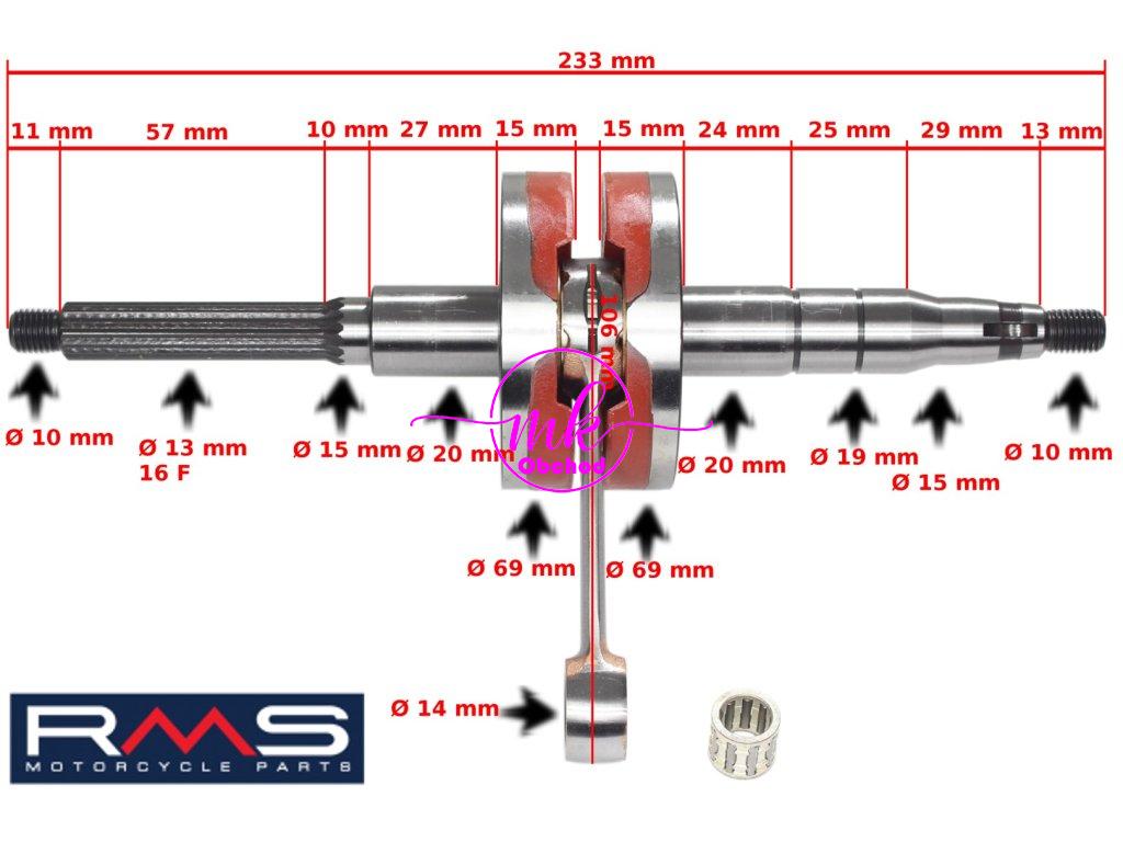 Kliková hřídel Minarelli Vertical Aprilia Racing PIN10