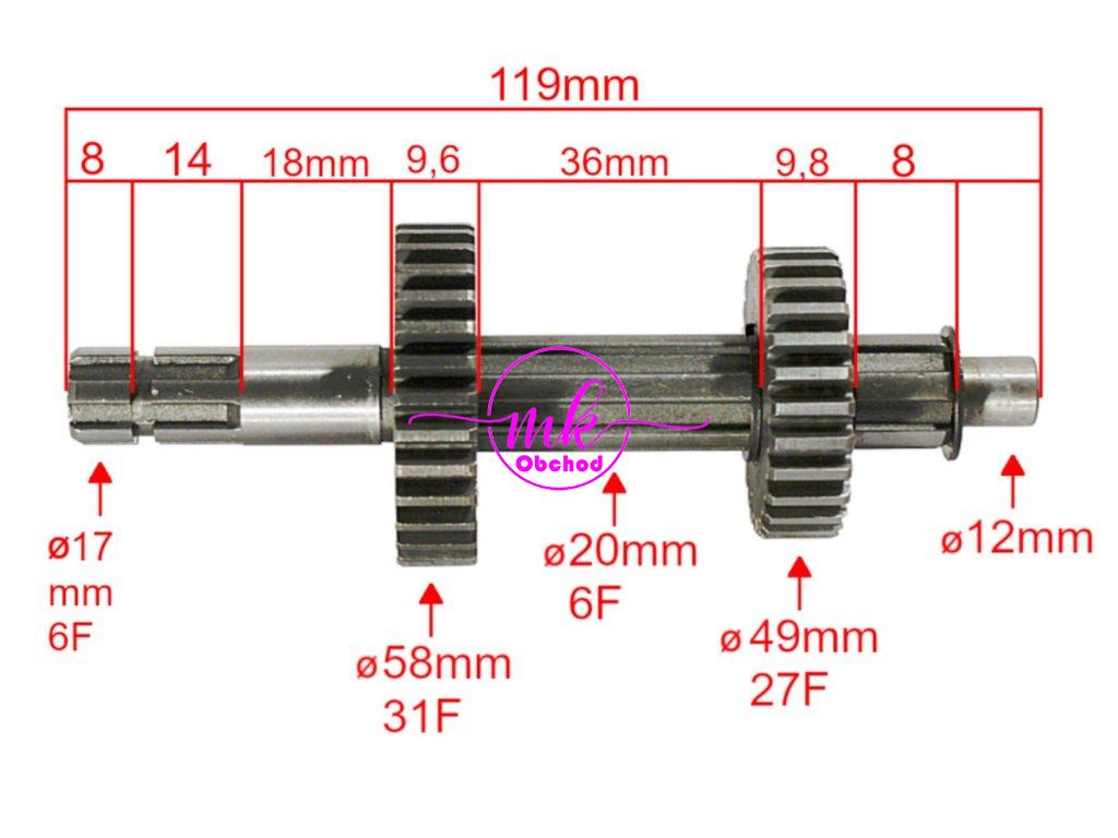 HŘÍDEL PŘEVODOVKY ATV 110/125 1+1 SADA TZ