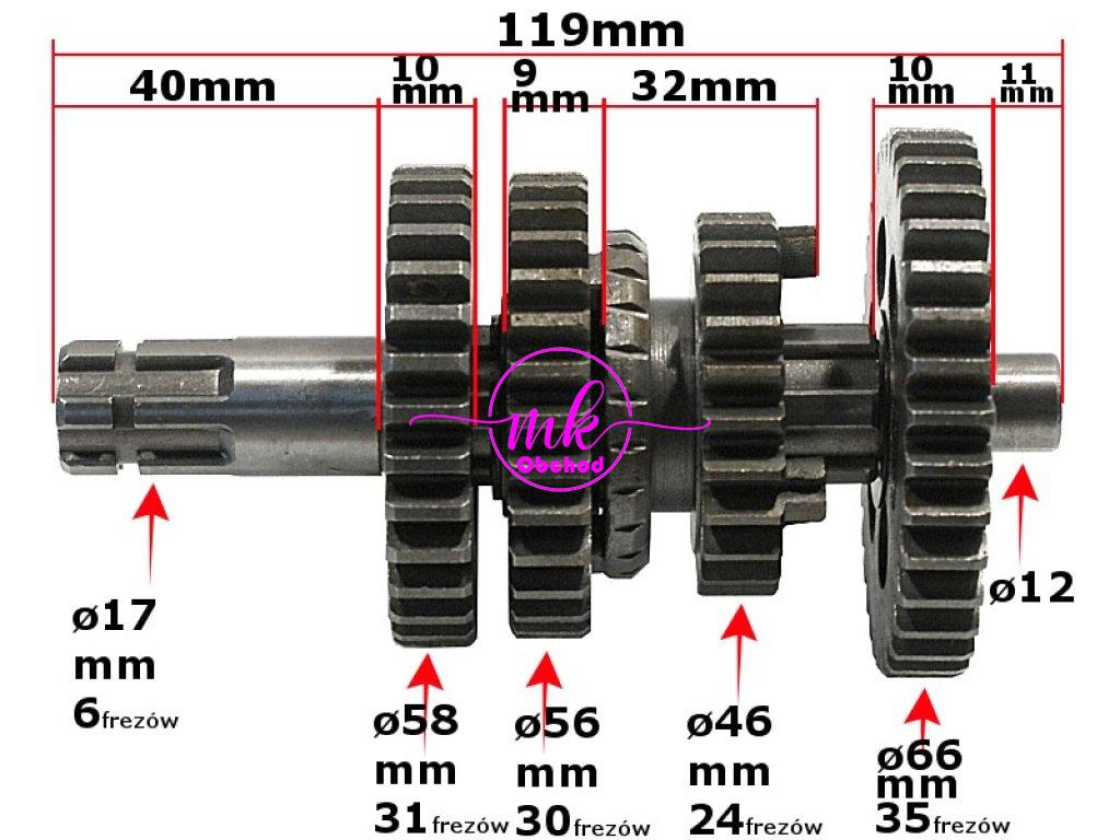 HŘÍDEL PŘEVODOVKY ATV 110/125 VELKÁ KOLA 3+1 HB